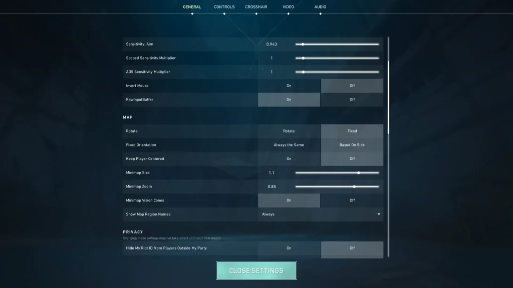 Valorant minimap settings