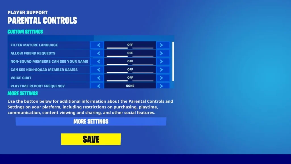 fortnite parental controls