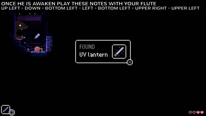 Animal Well game guide showing the UV Lantern location and usage tips