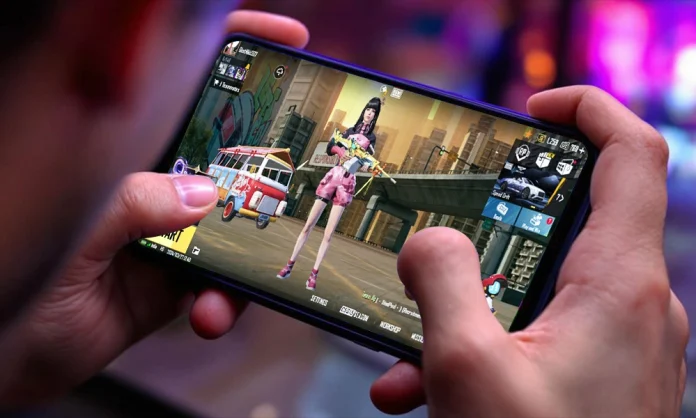 Gamer playing BGMI on a mobile device in action