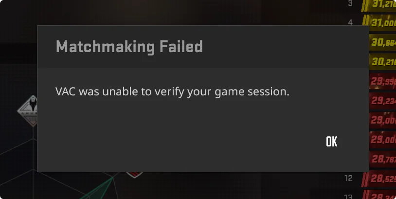 CS2 VAC Unable To Verify