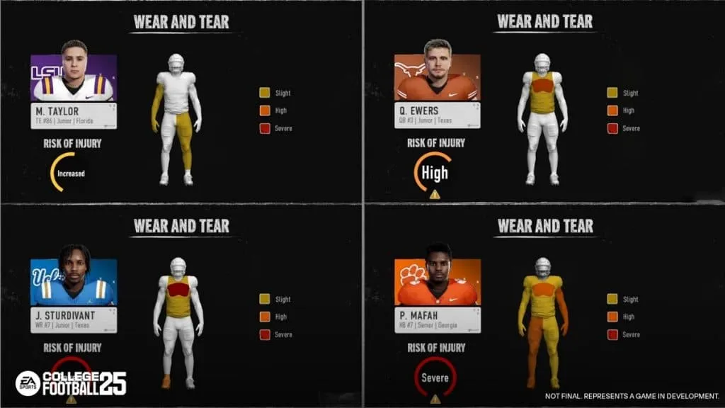 EA College Football 25 Wear & Tear System