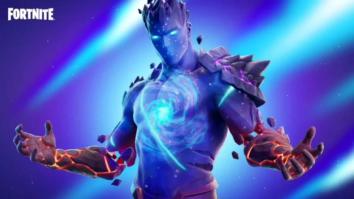 A Fortnite character celebrating after leveling up with Supercharged XP