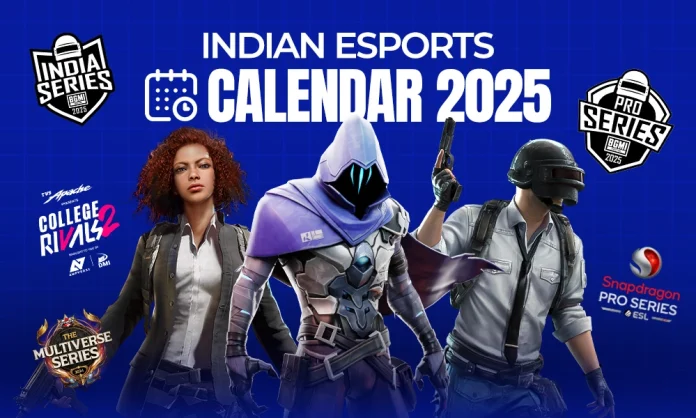 Indian Esports Calendar 2025, featuring key titles like BGMI, Valorant, and more