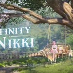 A captivating image of Nikki exploring a vibrant, stylized world filled with whimsical creatures and lush landscapes, showcasing the beauty and wonder of Infinity Nikki.