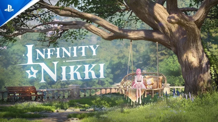 A captivating image of Nikki exploring a vibrant, stylized world filled with whimsical creatures and lush landscapes, showcasing the beauty and wonder of Infinity Nikki.