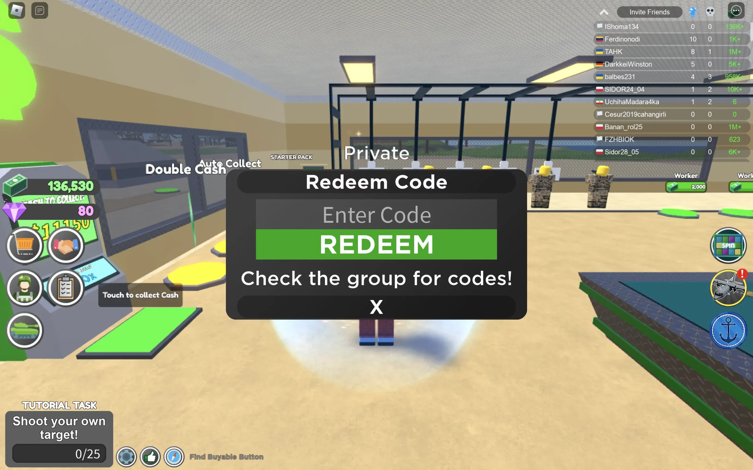 Military Tycoon codes