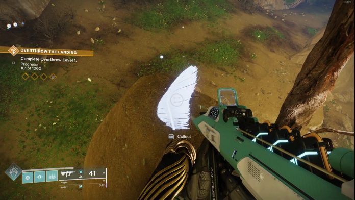 Destiny 2 player collecting a feather in the Pale Heart Region during the Birds of a Feather challenge