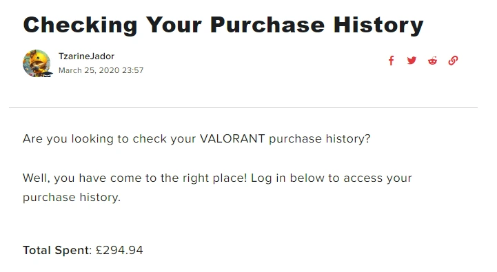 Valorant spending history