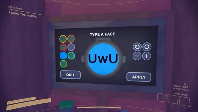 Player customizing character's face on a TV screen in Content Warning game