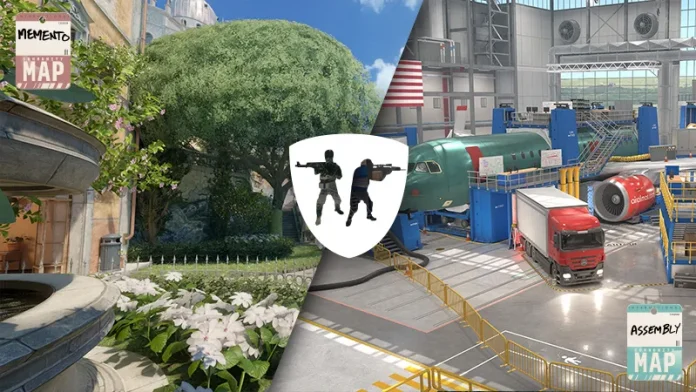 Counter-Strike 2 update featuring new community maps like Memento, Assembly, Pool Day, Thera, and Mills