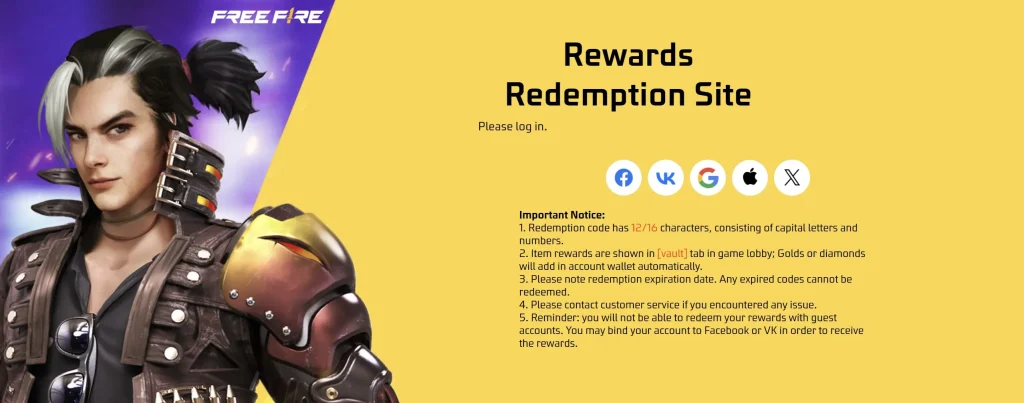 Free Fire Max Reward Redemption Centre Image